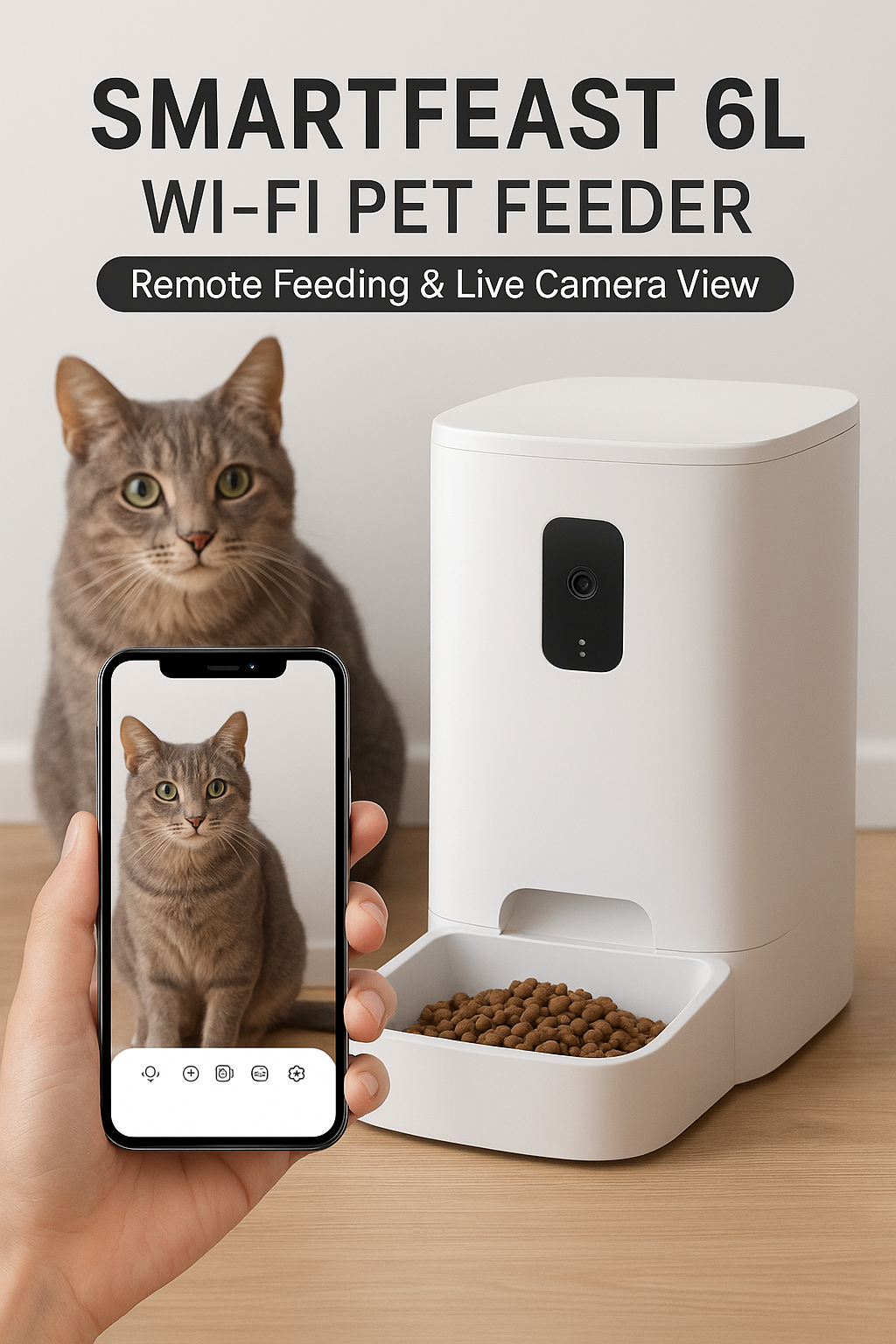 SmartFeast 6L Wi-Fi Pet Feeder – Remote Feeding & Live Camera View